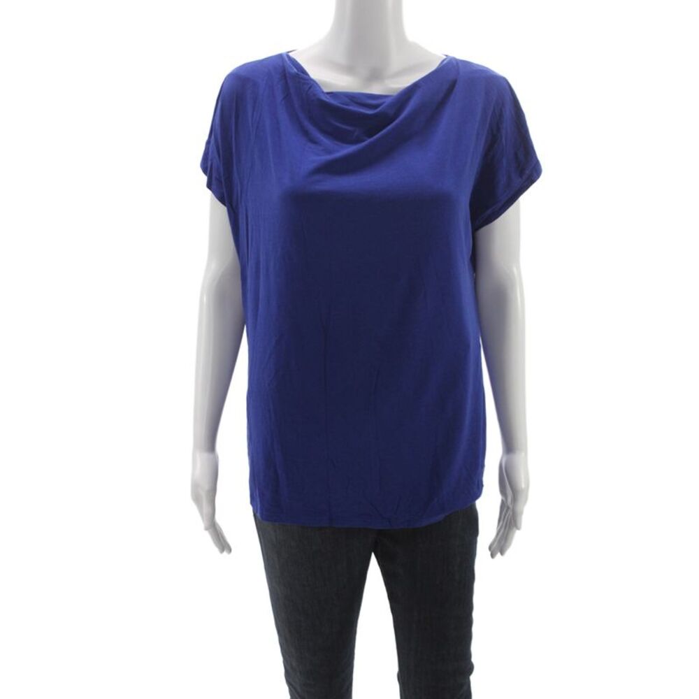 Weekend Max Mara Womens Basic Blue Cowl Neck Short Sleeve T-Shirt Size XL